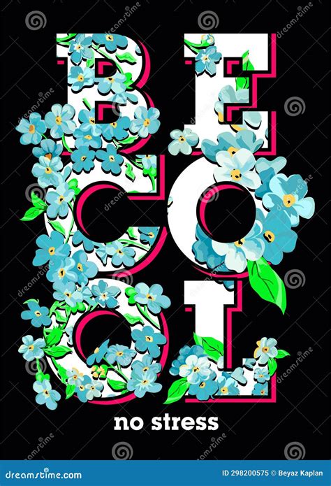 Text and flower vector art stock illustration. Illustration of textile - 298200575