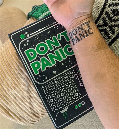 New Don't Panic tattoo. : r/HHGTTG