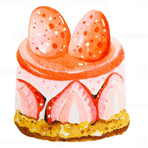 Watercolor strawberry cake 13392210 PNG