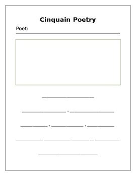 Cinquain Poetry Template Freebie by Denise Holsworth | TpT