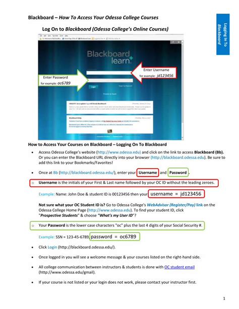 (PDF) Blackboard How To Access Your Odessa College Courses ...