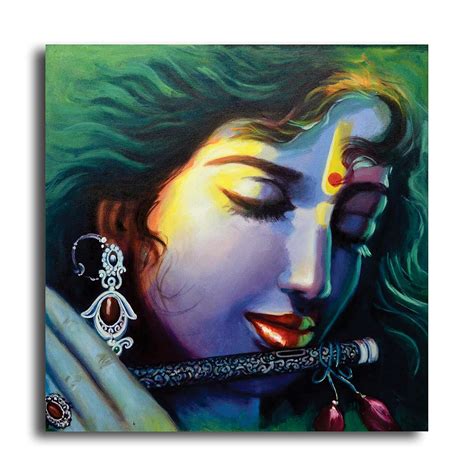 PIXELARTZ Canvas Paintings Lord Krishna Religious Modern Art Paintings for Home Decor for ...