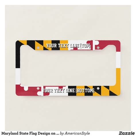 Maryland State Flag Design on a Personalized License Plate Frame ...