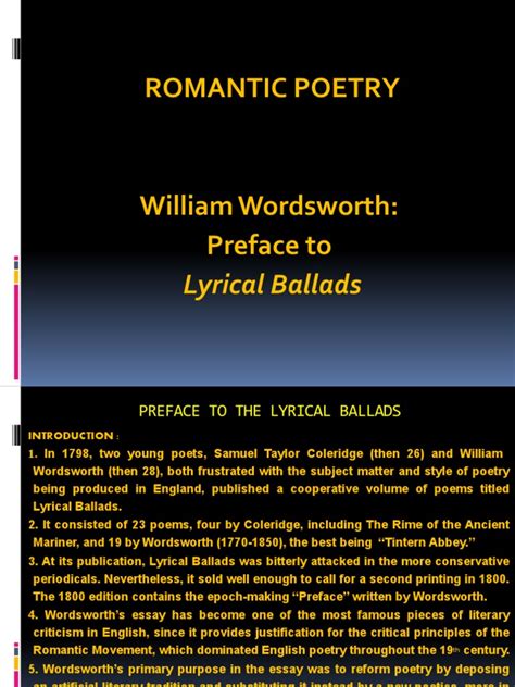 Wordsworth-Preface To The Lyrical Ballads | PDF | William Wordsworth | Ballad