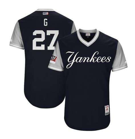 Men's York Yankees Jerseys #27 Giancarlo Stanton "G" Jersey Players Weekend Navy - Baseball-MLB