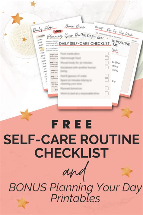 FREE Daily Self-Care Routine Checklist *AND* Planning Your Day Printables | Self care routine ...