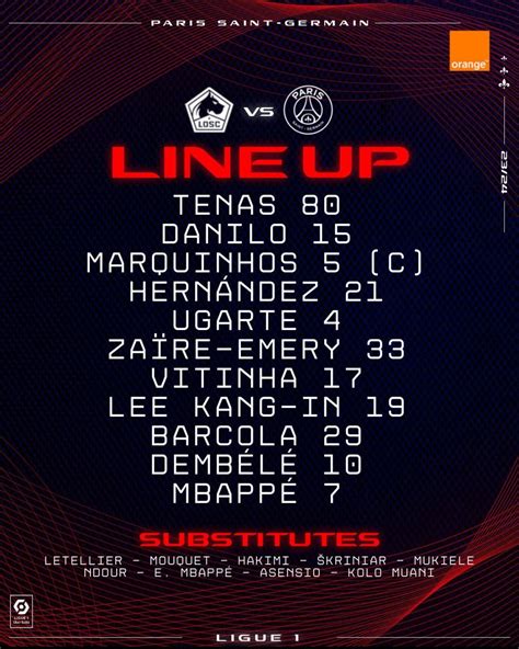 Lineup vs Lille : r/psg