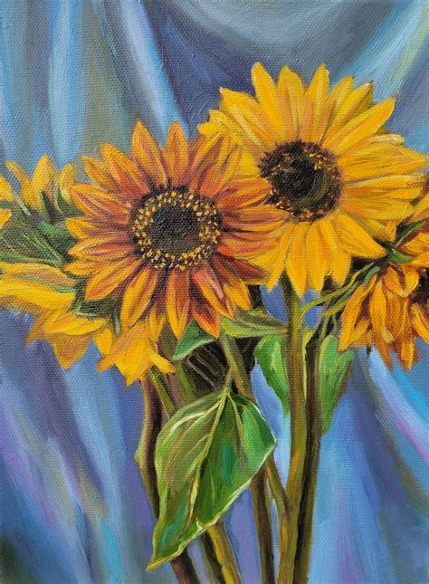 Sunflower Painting by VICTORIA BORDEI | Saatchi Art