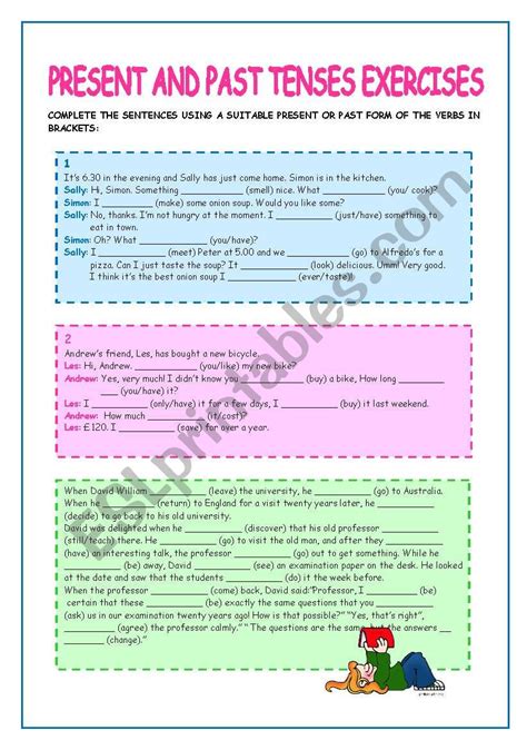 PRESENT AND PAST TENSES EXERCISES - ESL worksheet by neusferris