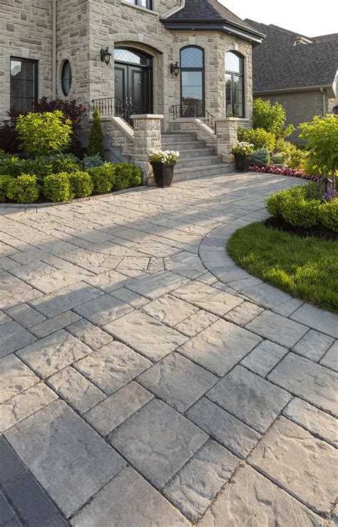 This driveway design is inspired by our Blu 80 Slate paver. Our best ...