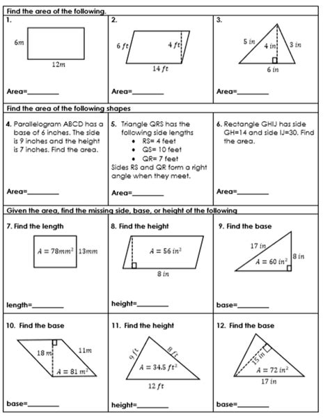 Area Parallelograms And Triangles