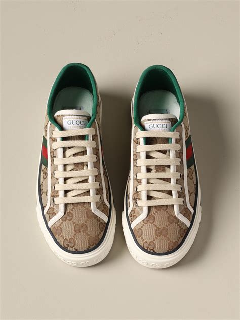 GUCCI: Tennis 1977 sneakers with Web band | Sneakers Gucci Women Beige ...