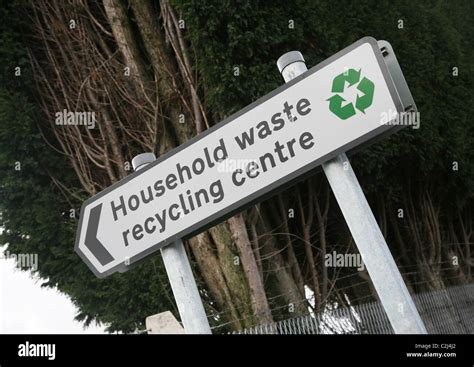 A sign showing a Household waste recycling centre, England, UK Stock Photo - Alamy