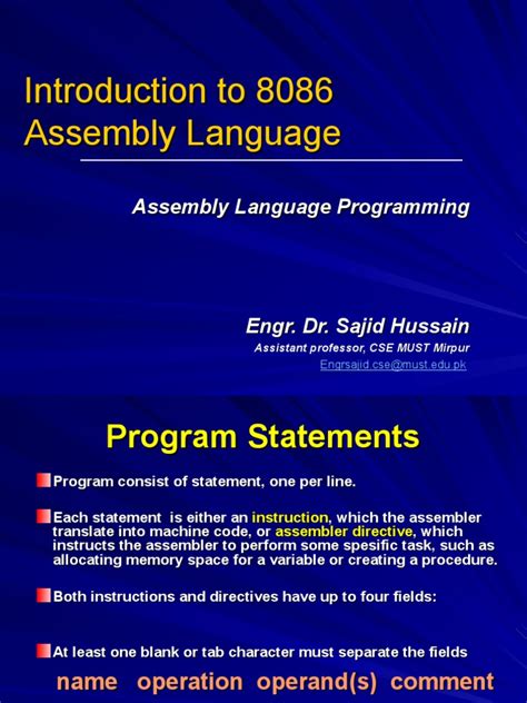 Lecture 5A Assembly Language Instructins | PDF | Assembly Language ...