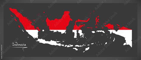 Indonesia map with Indonesian national flag illustration Stock Vector | Adobe Stock