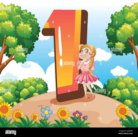 A girl with number one cartoon illustration Stock Vector Image & Art - Alamy