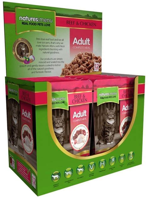 Natures Menu Adult Cat 12 x 100g Pouches of Food - Beef & Chicken | Cat food coupons, Cat food ...