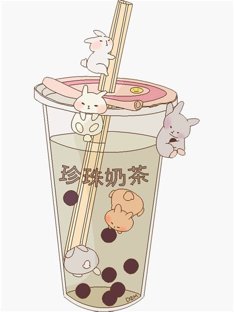 Aesthetic Anime Girl Drinking Boba Tea