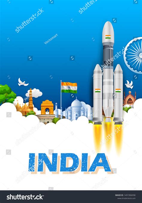 Illustration Chandrayaan Rocket Mission Launched By 库存矢量图（免版税 ...