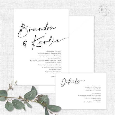 Modern Sophisticated Script Wedding Invitation - Especially Yours Designs