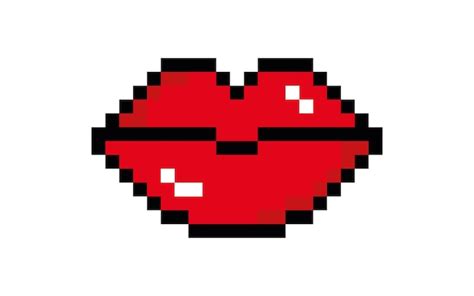 Premium Vector | Pixel lips icon Kiss logo illustration symbol Sign 8 bit mouth vector