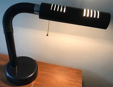 Vintage 70s Flexible Adjustable Black Gooseneck Desk Lamp Retro Lighting Mid Century Modern ...