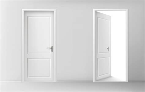 Free Vector | Open and closed white wooden doors