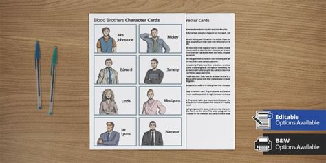 Blood Brothers Character List Cards | KS3 English | Beyond