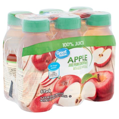 Great Value Apple Juice, 8 Fl. Oz., 6 Count - Walmart.com