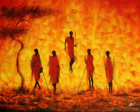 Buy Adumu (The Jumping Dance of Maasai) Handmade Painting by Anoop Velayudhan. Code:ART_3588 ...