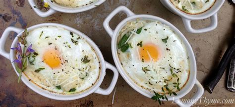 Baked Grits & Eggs {with Spinach & Fresh Herbs} - Lemony Thyme