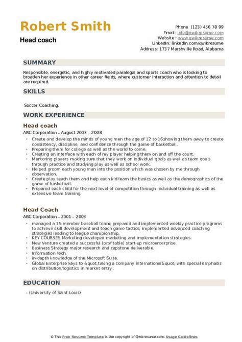 Coaching Resume Template Word