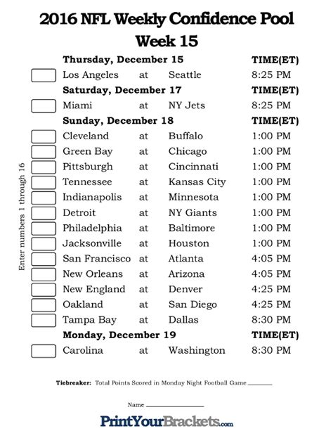 Printable Nfl Pool Sheets