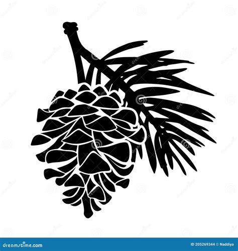 Pine Cone. Vector Black Silhouette. | CartoonDealer.com #205269344