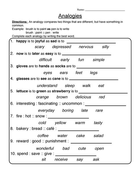 Analogy Worksheets For Kids | Kids Matttroy