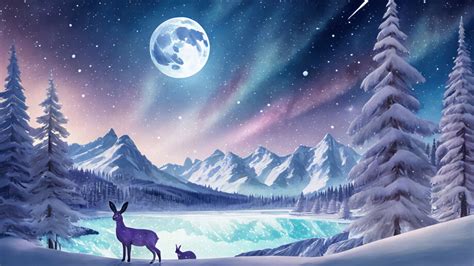 Snow Mountain Night Moon 4K #8841m Wallpaper PC Desktop