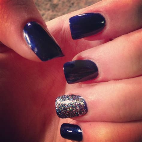 Midnight blue nails with accent | Nails, Blue nails, Hair and nails