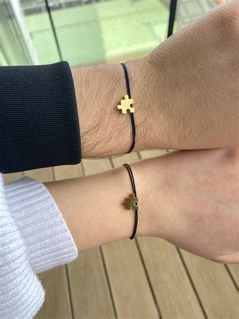 Best Friends Matching Puzzle Bracelets Positive Vibes 18K | Etsy