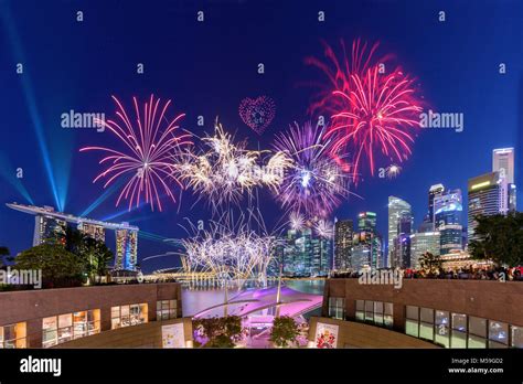 Fireworks display above Singapore City Skyline Stock Photo - Alamy