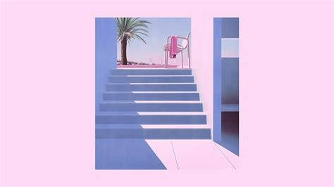 HD wallpaper: Retrowave, vaporwave, 80s, pink, palm trees, stairs ...