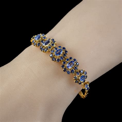 Vintage Sapphire Bracelet Silver 18ct Gold Gilt 6ct Of Sapphire#N#– Laurelle Antique Jewellery