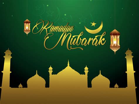 Ramadan mubarak greeting card on green background 1988112 Vector Art at Vecteezy