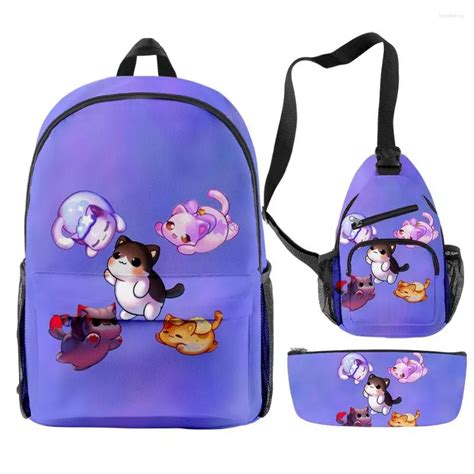 School Bags Aphmau Merch 3D Backpack Set Lightweight Bag Printed Chest Pencil Case From ...