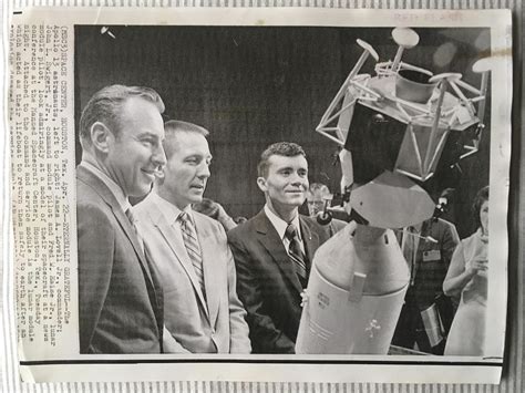 Today in 1970: The crew of Apollo 13 with a model of their spacecraft ...