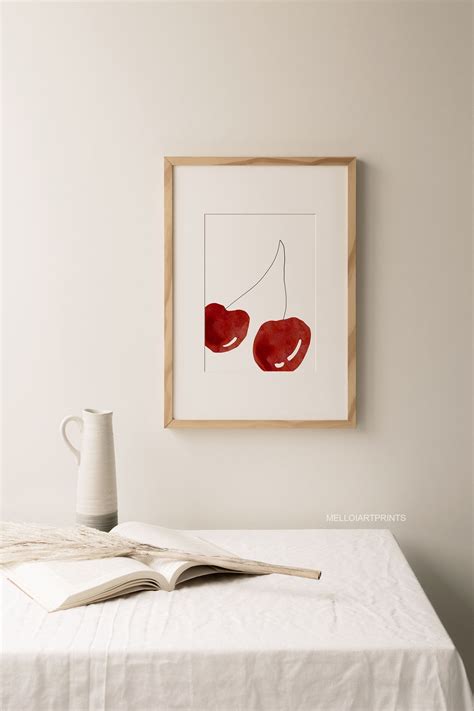 Cherry Wall Art Cherry Art Print Printable Wall Art Fruit | Etsy