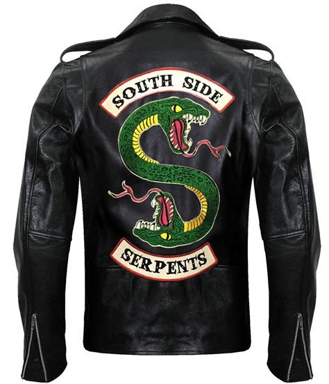 Mens Leather Jacket Black Southside Serpents Riverdale Biker Genuine ...