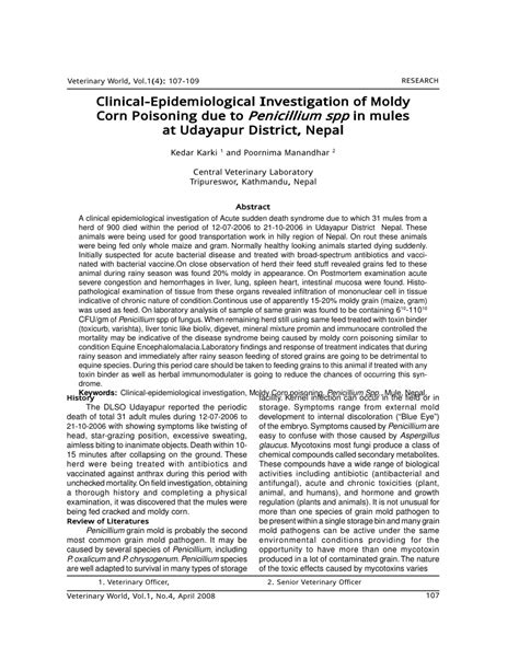 (PDF) Clinical-Epidemiological Investigation of Moldy Corn Poisoning ...