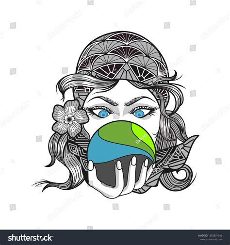 Art Deco Gypsy Woman Crystal Ball Stock Vector (Royalty Free ...