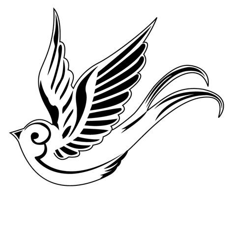 Superb black-and-white flying sparrow tattoo design - Tattooimages.biz