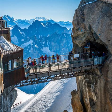 Aiguille du midi bridge, Mont Blanc/Chamoix, France Highest point in Europe, Cable car up | Sky ...